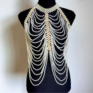 Ladies Pearl necklace body chain